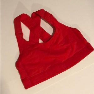Bright red sports bra